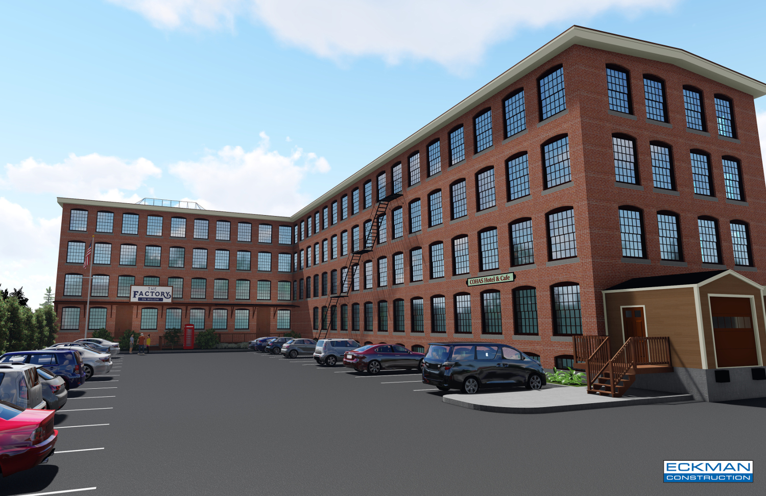Architect's rendering of outside of Factory on Elm bulding